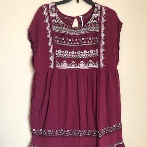 Free People purple embroider tunic size large